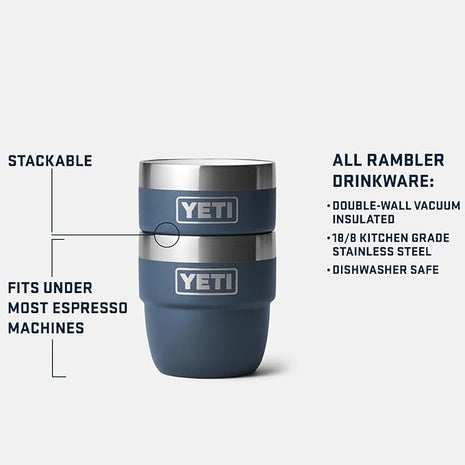 YETI Rambler 4 oz Stackable Cup, Stainless Steel, Vacuum Insulated Espresso/Coffee Cup, 2 Pack