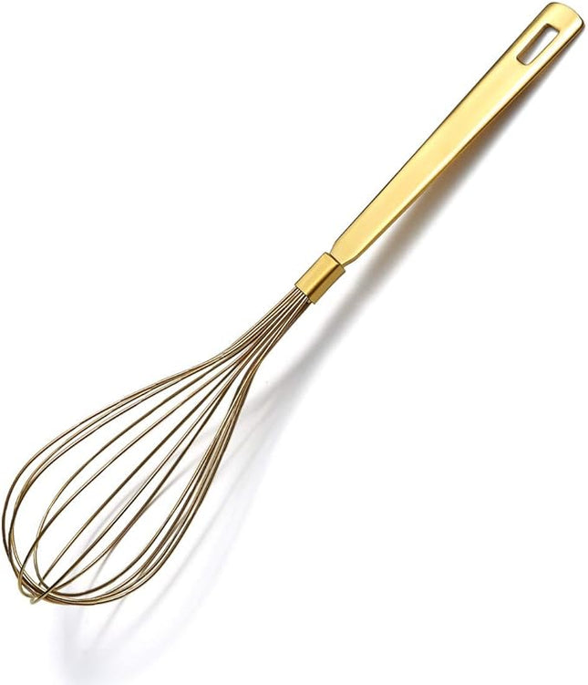 Gold Whisk, Berglander Whisk For Cooking With Titanium Gold Plating, Stainless Steel Balloon Whisk, Sturdy Kitchen Wire Whisk Set for Cooking, Baking, Blending, Beating, Dishwasher Safe, Easy to Clean