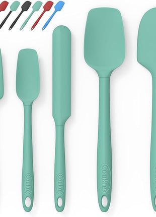 Coukre Silicone Spatula Set of 5,High Temperature Resistant, Food Grade Silicone, Dishwasher Safe, for Baking, Cooking (Pure Aqua Green)