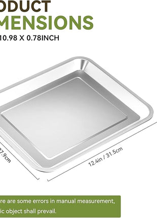 Quality Baking Sheet Pan, 12.4"x11" Stainless Steel Air Fryer Tray Replacement for Cuisinart Air Fryer TOA-060 and TOA-065, Dishwasher Safe, NonStick Baking Pans for Cooking Bread and Broiling