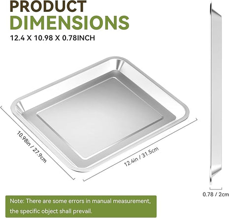 Quality Baking Sheet Pan, 12.4"x11" Stainless Steel Air Fryer Tray Replacement for Cuisinart Air Fryer TOA-060 and TOA-065, Dishwasher Safe, NonStick Baking Pans for Cooking Bread and Broiling