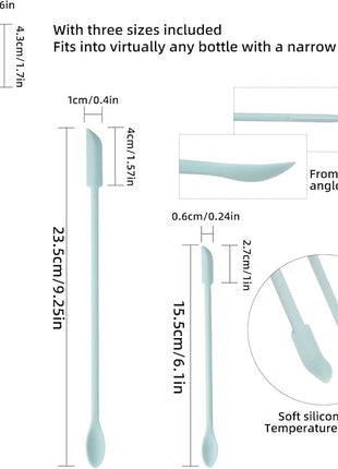 6 Pieces Multi Size Makeup Spatula, Beauty Spatula, Mini Small Silicone Spatula Set for Beauty and Kitchen, Tiny Scraper for Jar, Kitchen Bottles, Cosmetic (Macaron Blue)