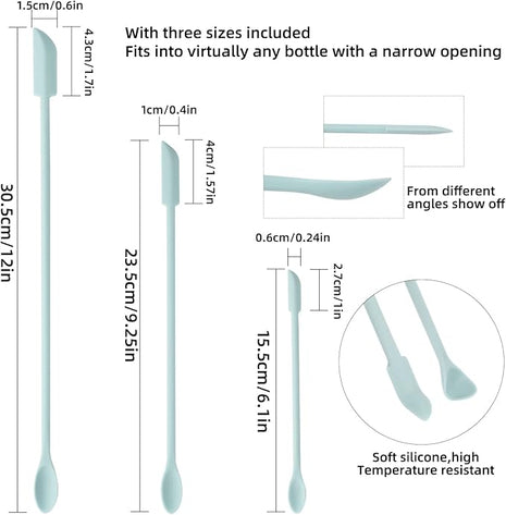 6 Pieces Multi Size Makeup Spatula, Beauty Spatula, Mini Small Silicone Spatula Set for Beauty and Kitchen, Tiny Scraper for Jar, Kitchen Bottles, Cosmetic (Macaron Blue)