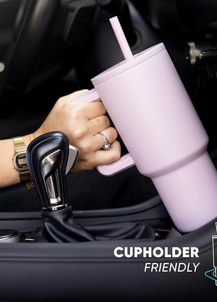 Simple Modern 40 oz Trek Tumbler with Handle and Straw Lid | Cup Holder Friendly Insulated Stainless Steel Travel Mug | Midnight Black (Pack of 12)