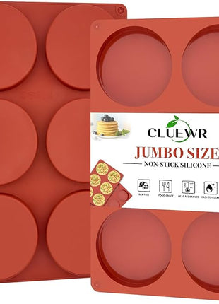 2 Pack Silicone Egg Mold for Breakfast Sandwiches, 4 Inch Non-Stick Jumbo Muffin Top Pan Round Baking Mold for English Egg Muffin, Hamburger Bun, Whoopie Pie