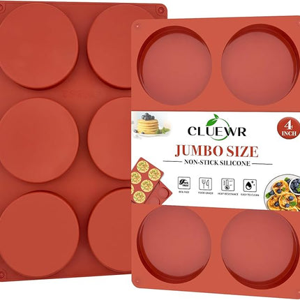 2 Pack Silicone Egg Mold for Breakfast Sandwiches, 4 Inch Non-Stick Jumbo Muffin Top Pan Round Baking Mold for English Egg Muffin, Hamburger Bun, Whoopie Pie