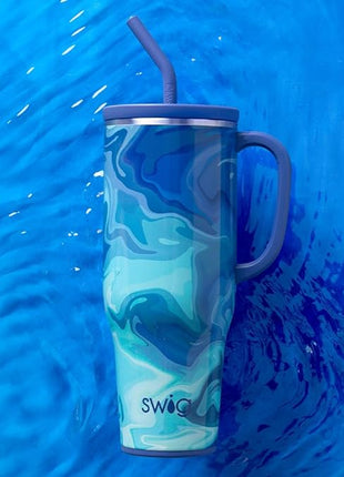 Swiglife 40oz Mega Mug, 40oz Tumbler with Handle and Straw, Extra Large Insulated Tumblers, Cup Holder Friendly Travel Mug (Blue Lagoon)