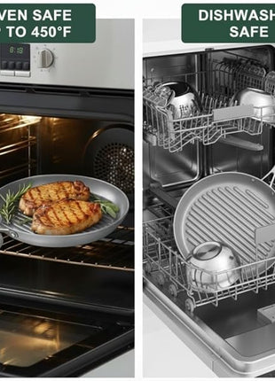 TECHEF - CeraTerra Collection, 12" Ceramic Nonstick Grill Pan (PTFE, PFAS, and PFOA Free), Made in Korea (12-in Grill Pan)