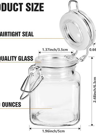 SPANLA Spice Jars, 24 Pack 4oz Small Glass Jars with Airtight Hinged Lid, With 24 Spice Labels & Silicone Funnels, Airtight Glass Jars for Spices, Condiments Herb Seasoning Art Craft Storage