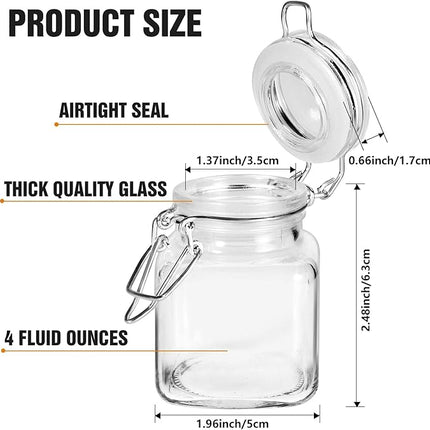 SPANLA Spice Jars, 24 Pack 4oz Small Glass Jars with Airtight Hinged Lid, With 24 Spice Labels & Silicone Funnels, Airtight Glass Jars for Spices, Condiments Herb Seasoning Art Craft Storage