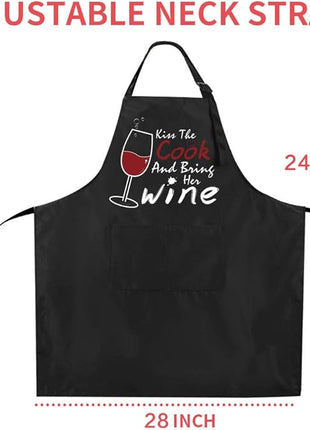 ZOORON Funny Black Chef Aprons for Men Adjustable BBQ Grill Kitchen Cooking Aprons with Pockets, Grill Accessories