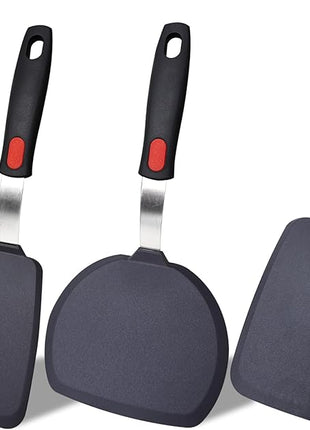 Silicone Spatula Turner Set,3-Pack Spatula Set,600°F Heat Resistant Spatula for Non Stick Cookware,Large Flexible Kitchen Utensils for Baking,Cooking,No Scratching and Melting,Dishwasher Safe,BPA Free
