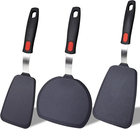Silicone Spatula Turner Set,3-Pack Spatula Set,600°F Heat Resistant Spatula for Non Stick Cookware,Large Flexible Kitchen Utensils for Baking,Cooking,No Scratching and Melting,Dishwasher Safe,BPA Free