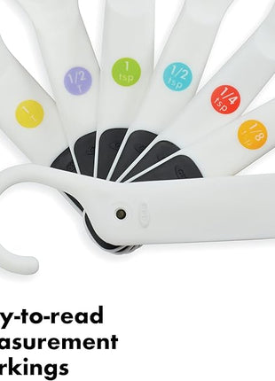 OXO Good Grips 6-Piece Plastic Measuring Spoons with Scraper- White