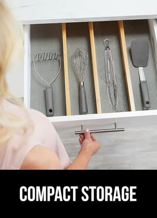 GORILLA GRIP Stainless Steel Heat Resistant Kitchen Tongs for Cooking, Set of 2 BBQ Tong, Non Scratch Silicone Tip for Pans, Strong Grip, Grab Food, Toss Salad, Air Fryer, Pull Lock, 7 + 9 Inch, Gray