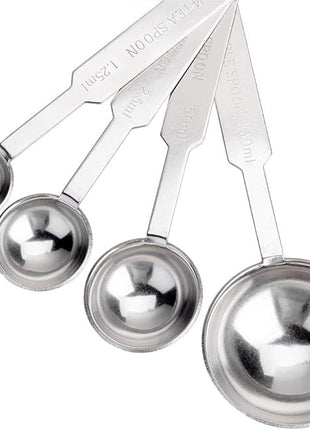 4Pcs Measuring Spoons Set, Premium Stainless Steel Metal Spoon Set, Tablespoon and Teaspoon, for Accurate Measure Liquid or Dry Ingredients, for Cooking Baking, Dishwasher Safety