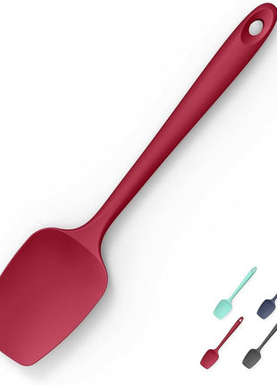 Heat Resistant Silicone Spoon Spatula, Doosu 600°F High Temp Flexible Cooking Spoons Kitchen Rubber Spoonula Scratch-Proof for Mixing Stirring Scraping Serving Non-Stick Cookware (11.4in, Red)