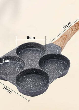 Fried Egg Pan, Egg Frying Pan 4 Cups Egg Poacher Pan Nonstick Mini Pancake Pan Burger Maker for Breakfast, Aluminum Alloy (Black)