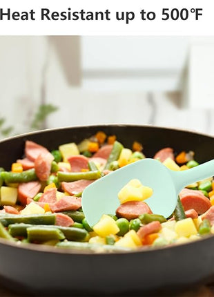 5 Piece Mint Green Silicone Spatula Set, Heat Resistant Rubber Spatulas Set, Silicone Kitchen Utensils Set Dishwasher Safe for Nonstick Cookware