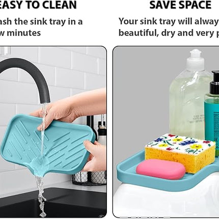 1 Pc Light Green Silicone Sponge Holder - Sink Tray for Soap and Sponge Organization