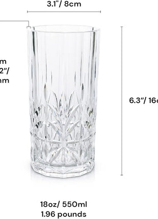 BELLAFORTE Shatterproof Tritan Tall Tumbler, Set of 4, 18oz - Myrtle Beach Drinking Glasses - Unbreakable Plastic Glasses Drinking for Gifting, Parties- BPA Free - Dishwasher Safe-Mix color