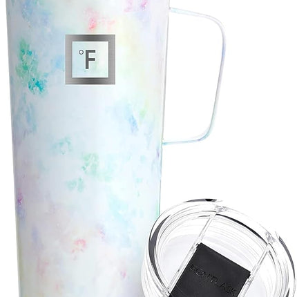 IRON °FLASK Grip Novelty Coffee Mug - Leak Proof, Vacuum Insulated Stainless Steel Bottle, Double Walled, Thermo Travel, Hot Cold, Water Metal Canteen - Pearl, 24 Oz - Classic Bottom