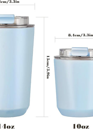 Puraville Insulated Tumblers with Lid, 10 oz Travel Coffee Mug Stainless Steel Vacuum Cup, Leak Proof Reusable Double Walled Coffee Tumbler for Iced and Hot Drinks, Light Blue