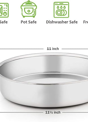 E-far 11 Inch Cake Pan Set of 3, Stainless Steel Round Cake Baking Pans, Non-Toxic & Healthy, Mirror Finish & Dishwasher Safe