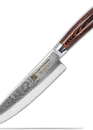 Damascus Chef Knife 8'' Professional 67-Layer VG10 Steel Core with Pakka Wood Handle, Ultra Sharp HRC 62 Kitchen Knife for Chopping Cutting Carving Gift Box for Kitchen Restaurant