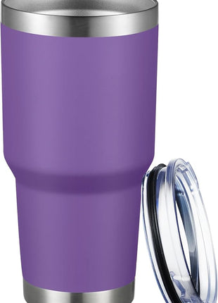 MEWAY 30oz Tumbler Double Wall Vacuum Insulated Travel Mug, Stainless Steel Tumbler with Lid, Durable Powder Coated Insulated Coffee Cup for Cold & Hot Drinks (Purple,1 PACK)