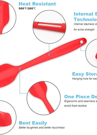 Silicone Spatula 4-piece Set, Heat-Resistant Non-stick Rubber Spatulas with Stainless Steel Core, Light Blue