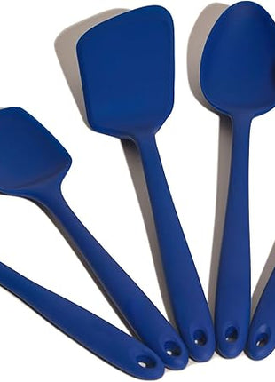 GIR: Get It Right 5-Piece Silicone Ultimate Kitchen Utensils Set - Ladle, Spatula, Flip, Spoon & Spoonula - Non-Toxic Cooking Utensils for Nonstick Cookware, Cooking and Baking - Navy