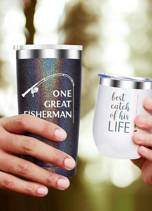 Wedding Anniversary for Couple Friend Lovers Cups Stainless Steel Wine Tumbler Travel Mug with Straw and Lid,2 Pack