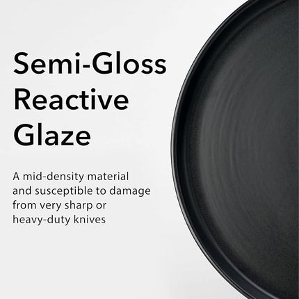 SKUGGA Round Stoneware 16pc Dinnerware Set of 4, Dinner Plates, Side Plates, Cereal Bowls, Mugs - Matte Black (472979)