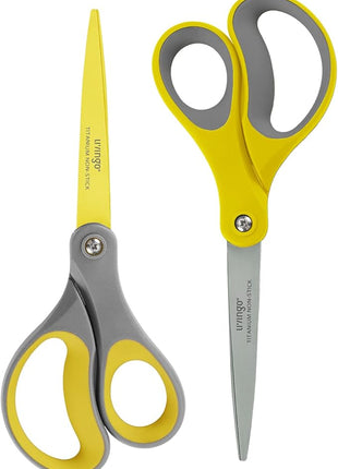 LIVINGO 8" 2 Pack Scissors, Titanium Coated Sharp Stainless Steel Non-stick Scissors All Purpose, Comfort Grip Handles Shears for Office Home Supplies Crafting DIY Cutting Tape Adhesive General Use