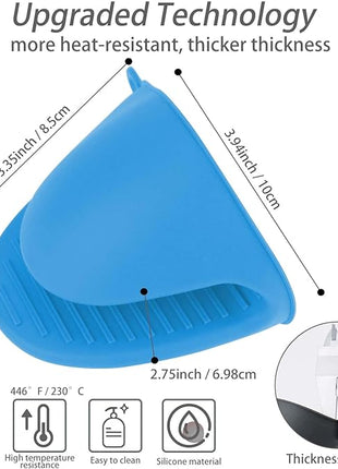 NEPAK 2 Pairs Oven Mitts Heat Resistant,Mini Silicone Oven Gloves,Pinch Grips Mitts Potholder for Kitchen Cooking & Baking (Red and Blue)