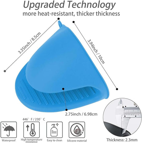 NEPAK 2 Pairs Oven Mitts Heat Resistant,Mini Silicone Oven Gloves,Pinch Grips Mitts Potholder for Kitchen Cooking & Baking (Red and Blue)