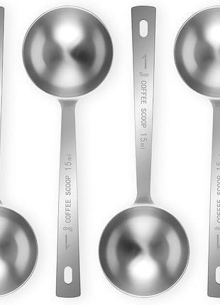4Pcs Coffee Scoop Spoon - 1 Tablespoon 15ML Stainless Steel Long Handle Measuring Spoons for Ground Coffee, Loose Tea and Powder