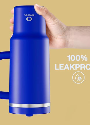 40 oz Tumbler with Handle and Straw: Stainless Steel Insulated Tumbler Keeps Cold for 24 Hours, Leakproof Travel Cup Fits in Cup Holder and BPA-Free,Royal Blue
