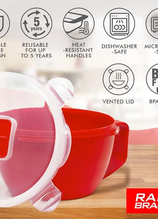 Rapid Plastic Noodle/Soup Bowl | Microwave Soup & Noodles in Minutes | Perfect for Dorm, Small Kitchen, or Office | Dishwasher-Safe, Microwaveable, & BPA-Free