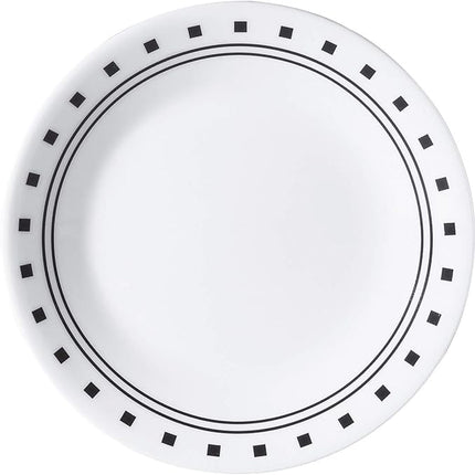 Corelle Vitrelle 18-Piece Service for 6 Dinnerware Set Triple Layer Glass and Chip Resistant, Lightweight Round Plates and Bowls Set, City Block
