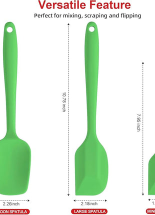 Silicone Spatula Set - Rubber Spatula - 600°F Heat Resistant Baking Spoon & Spatula (Dark Green)