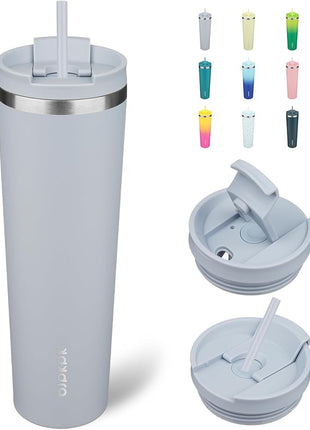 BJPKPK 34oz Stainless Steel Insulated Tumbler With lid And Straw Travel Coffee Thermal Tumblers Cup For Women And Men,Modern Blue