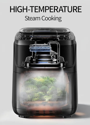 12-IN-1 Large Air Fryer, Non Toxic Steam Air Fryers with Superior Airflow, Self-Cleaning Smart Digital Air Fryer, Air Fry, Roast, Reheat, Dehydrate, Air Crisp Technology with 420F, 7.5 QT