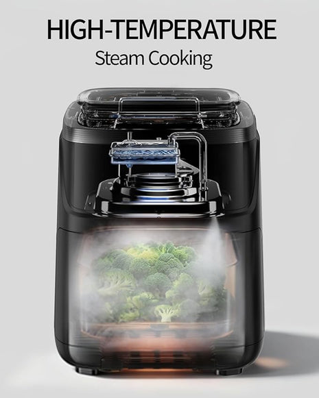 12-IN-1 Large Air Fryer, Non Toxic Steam Air Fryers with Superior Airflow, Self-Cleaning Smart Digital Air Fryer, Air Fry, Roast, Reheat, Dehydrate, Air Crisp Technology with 420F, 7.5 QT