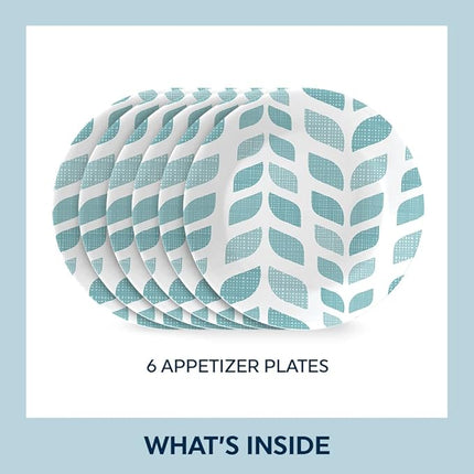 Corelle Vitrelle 6.75" Salad Appetizer Plate Set, Triple Layer Glass and Chip Resistant, Lightweight Round Plates, 6-Piece Northern Pines