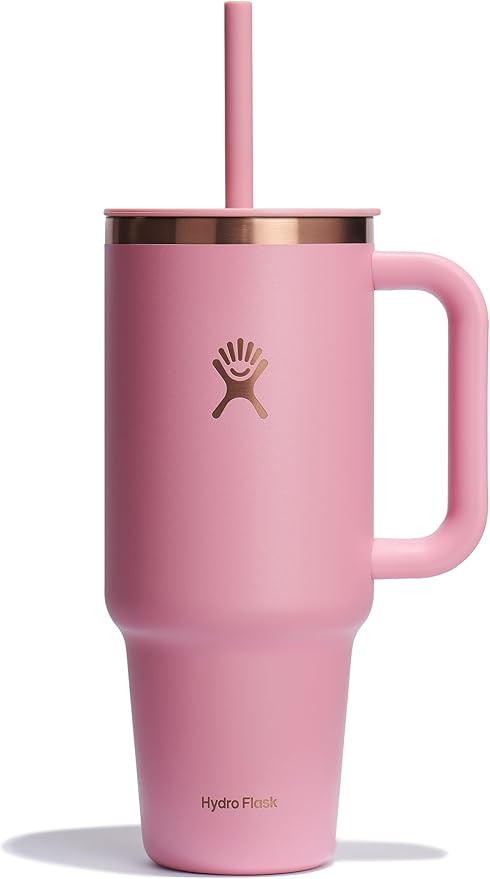 Hydro Flask 40 Oz Travel Tumbler with Handle, Lid and Straw - Insulated Stainless Steel in 40 Oz Primrose Gold