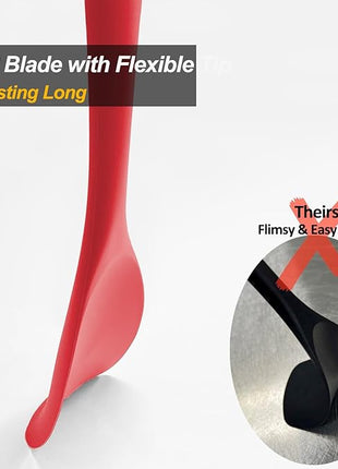 Upgrade Silicone Spatula Spoon Set,VOVOLY Heat Resistant Rubber Spoonula, Seamless Non-Stick Flexible Scrapers for Baking Mixing Tool,3 Pack, Red