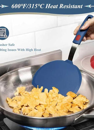 Silicone Spatula, Heat Resistant Kitchen Utensils for Non-Stick Cookware, Wide Slotted Pancake Spatulas Turner with Seamless Thin Edges for Egg, Omelette, Fish Slice (Half-Round Spatula)