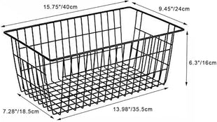 SANNO Freezer Baskets Wire Storage Baskets Closet Baskets Bin Farmhouse Organizer Storage Bins Large Organizer Bins for Home, Office, Bathroom, Pantry Organization Storage -Black Set of 3, 15.7"